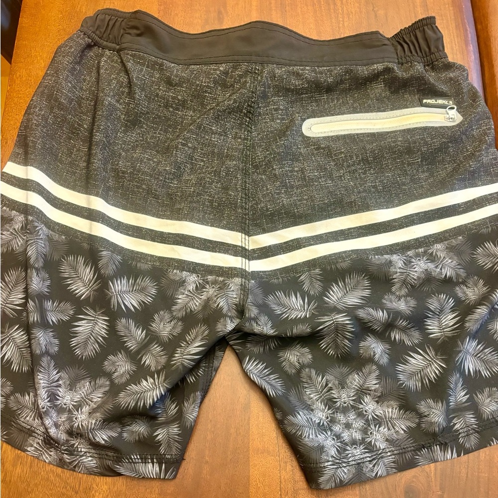 Men’s Black and Grey Lined bathing suit - size S